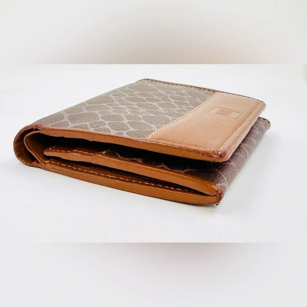 Nina Ricci Small Brown Leather Animal Print Wallet W/Optional Crossbody Chain - Picture 6 of 9
